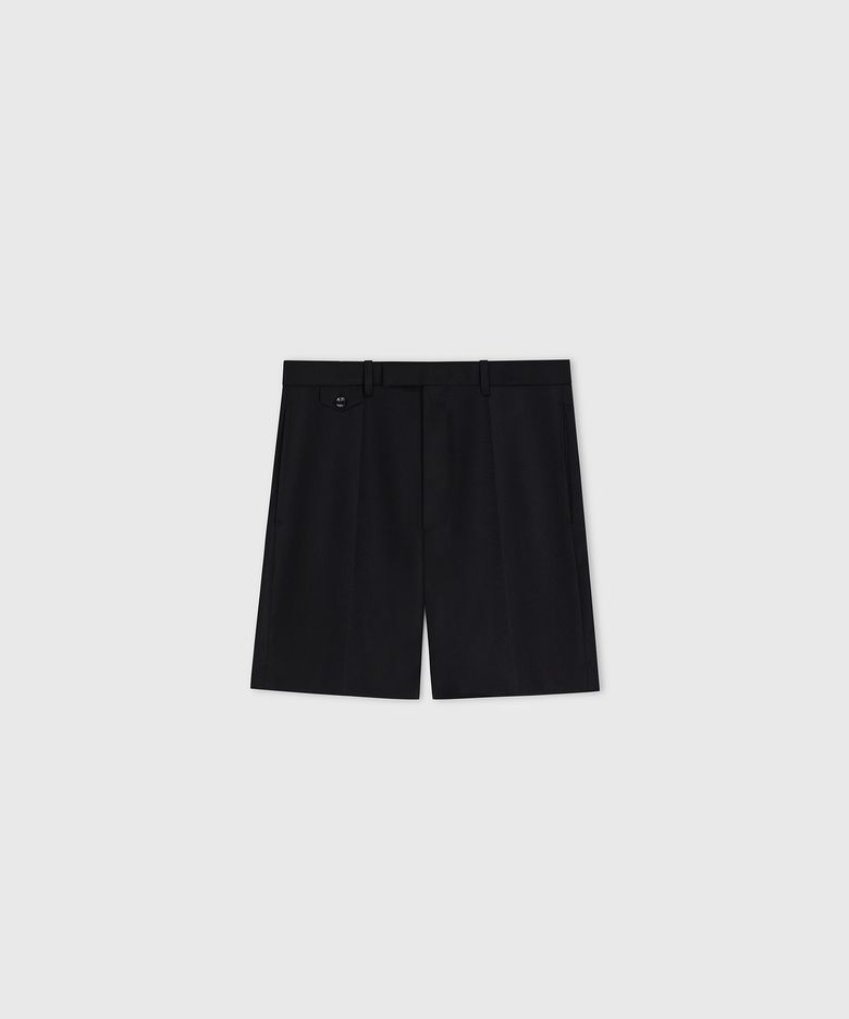 DROP WOOL TAILORED BERMUDA PANTS BLACK