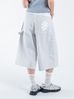 OAF LOGO STRIPE BERMUDA PANTS, WHITE/BLUE