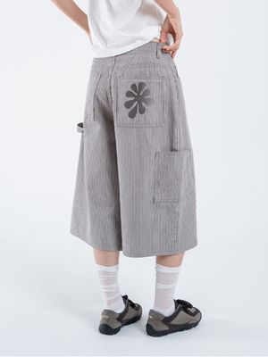 OAF LOGO STRIPE BERMUDA PANTS, GRAY/WHITE