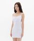 캡 내장 리본 끈 나시 원피스-화이트