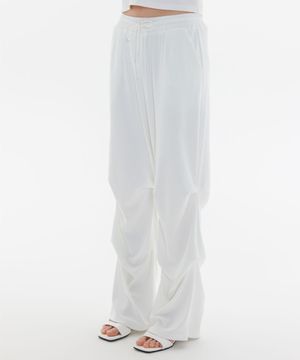 와이드 라운지 셔링 파자마 트레이닝 팬츠 - 화이트