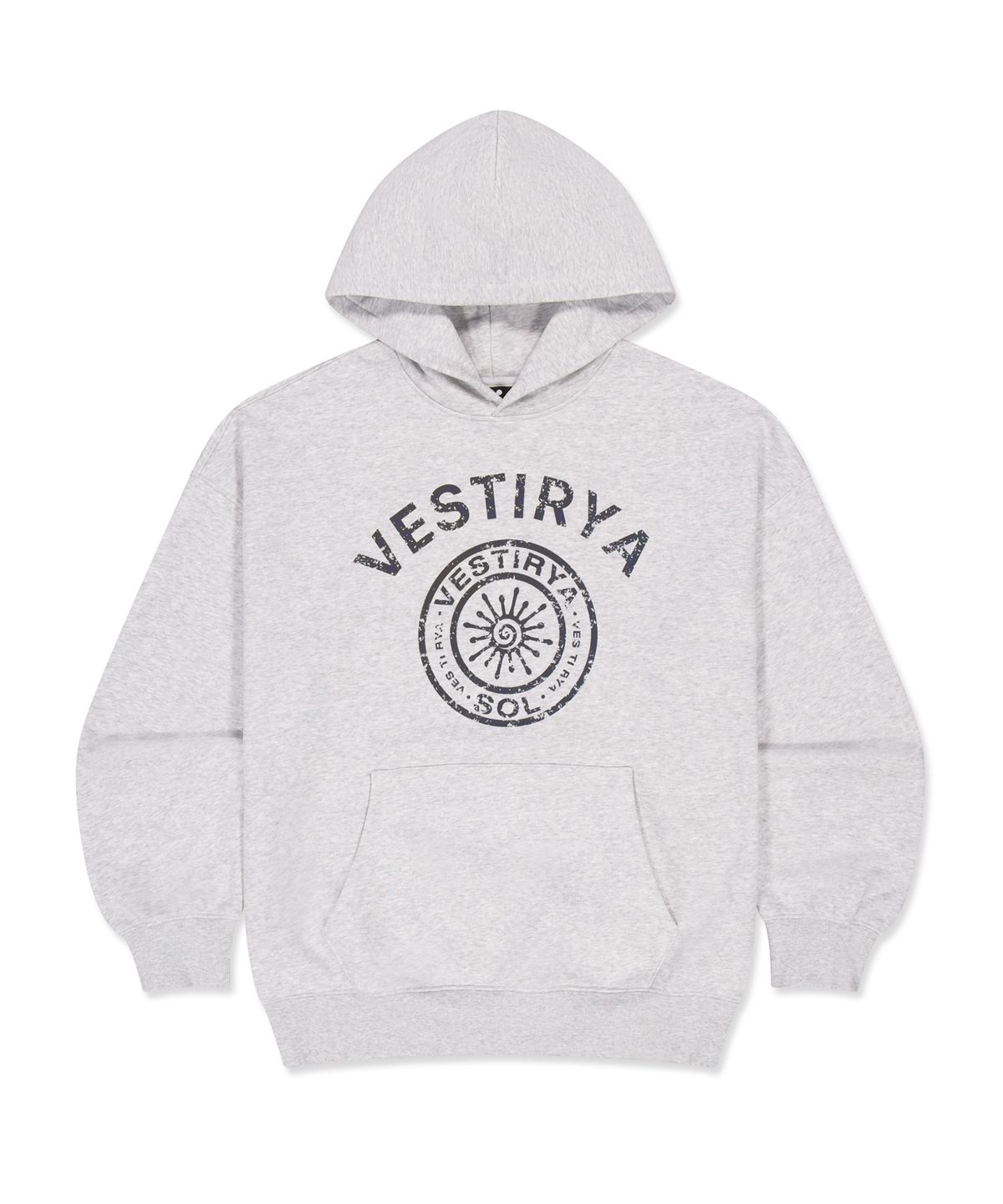 베스티리아(VESTIRYA) Varsity Emblem Over fit Hoodie Light Gray