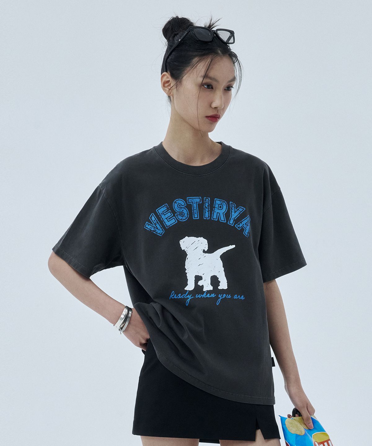 베스티리아(VESTIRYA) Cute baby puppy T-shirts Charcoal