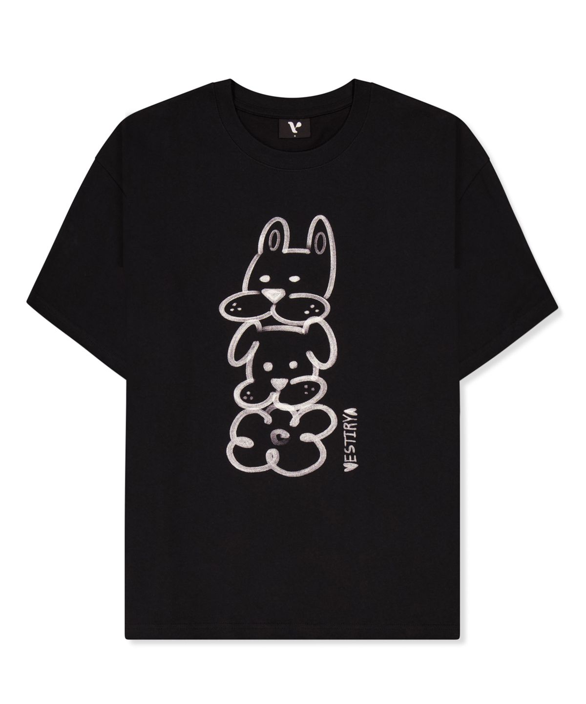 베스티리아(VESTIRYA) Line friends puppy T-shirts Black