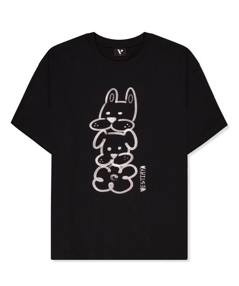 Line friends puppy T-shirts Black