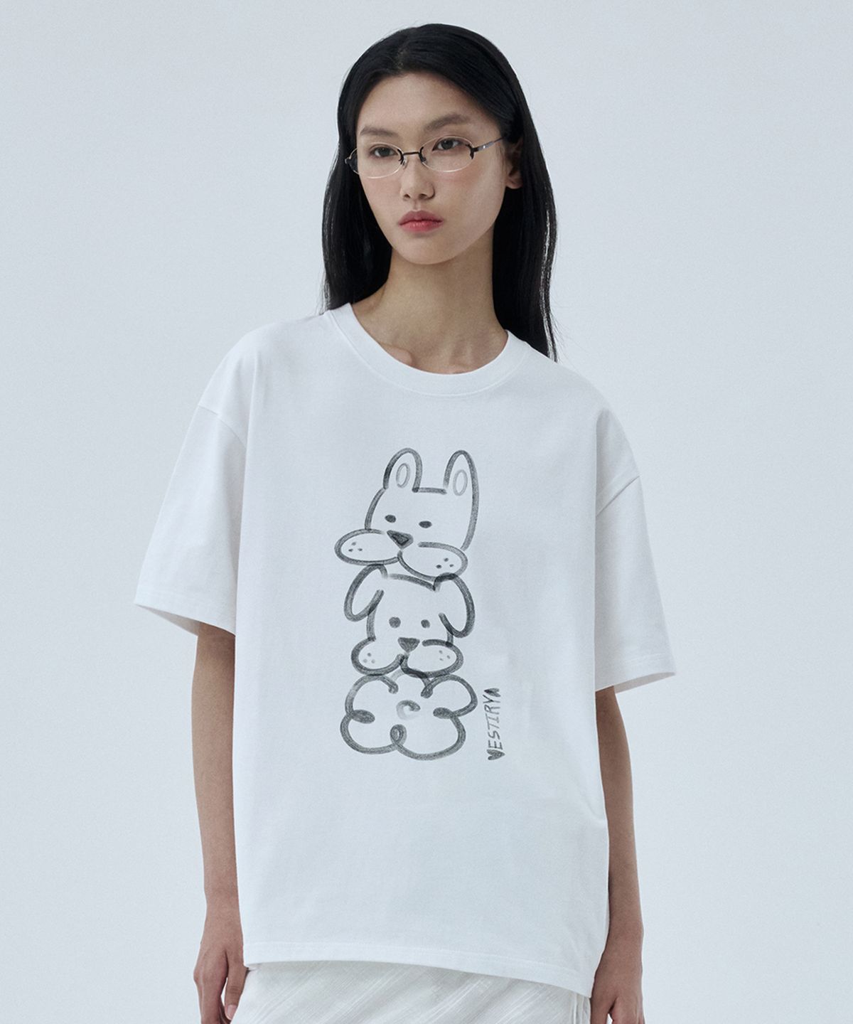 베스티리아(VESTIRYA) Line friends puppy T-shirts White
