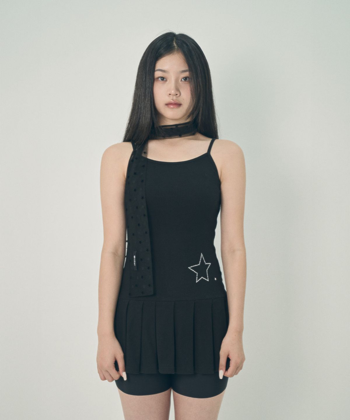 미헤브(MIHEV) 스타 도트 매쉬 스카프 블랙