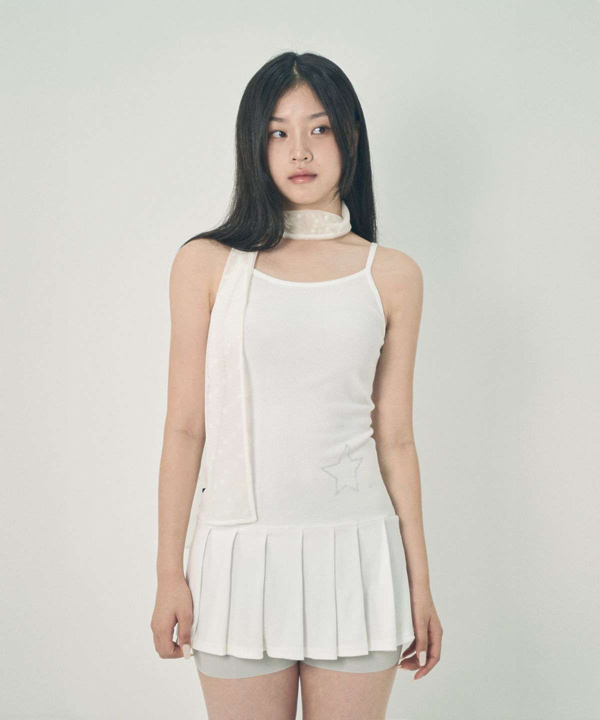 미헤브(MIHEV) 스타 도트 매쉬 스카프 아이보리 화이트