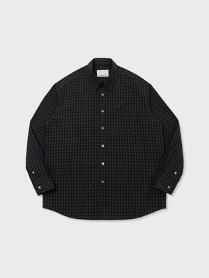 COTTON GINGHAM COMFORT SHIRT (GRAPHITE)