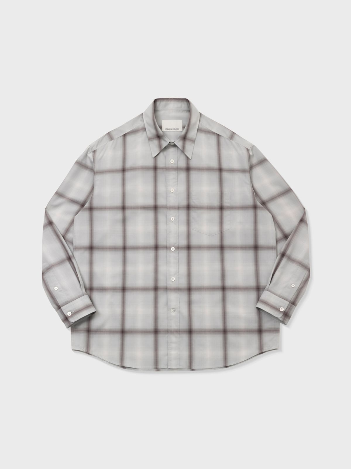 아틀리에 델디오(ATELIER DELDIO) PLAIN OMBRE CHECK COMFORT SHIRT (SAGE GREY)