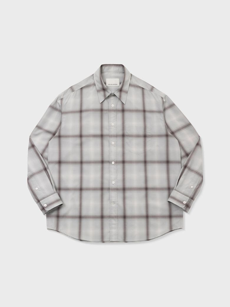 PLAIN OMBRE CHECK COMFORT SHIRT (SAGE GREY)