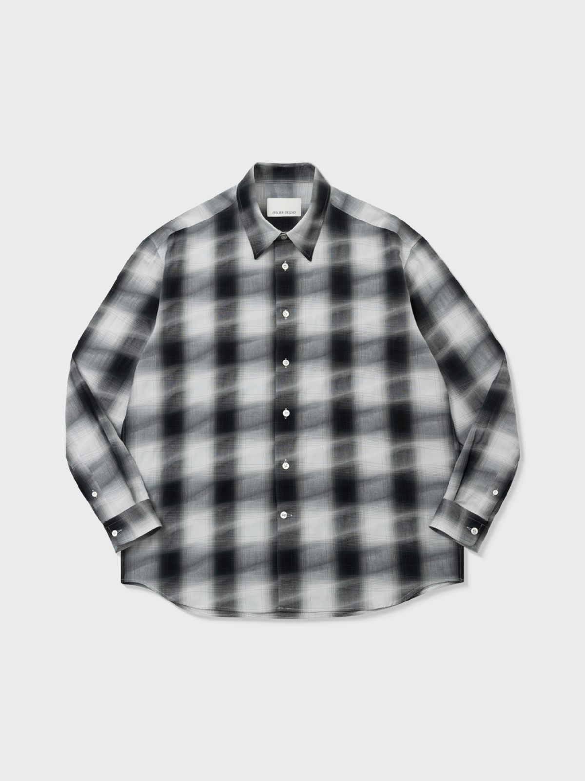 아틀리에 델디오(ATELIER DELDIO) WAVE OMBRE CHECK COMFORT SHIRT (BLACK)