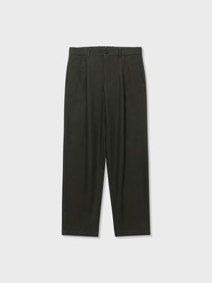 HIGH TWISTED COTTON PLEATED PANTS (CHARCOAL GREY)