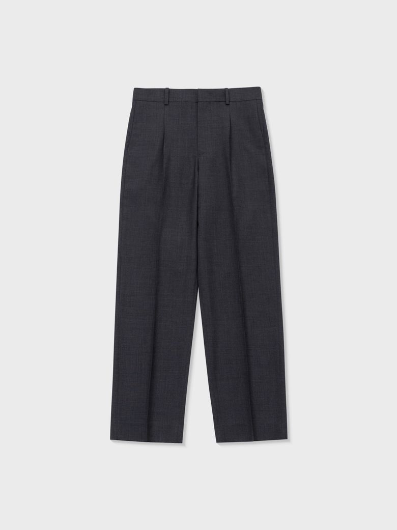 TROPICAL WOOL TAILORED PANTS (CHARCOAL GREY)