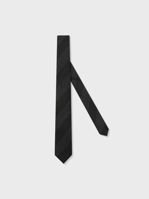 ITALIAN WOOL SILK BLOCK STRIPE TIE (DARK OLIVE)