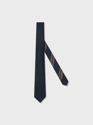 ITALIAN LINEN SILK BIRDSEYE TIE (NAVY)