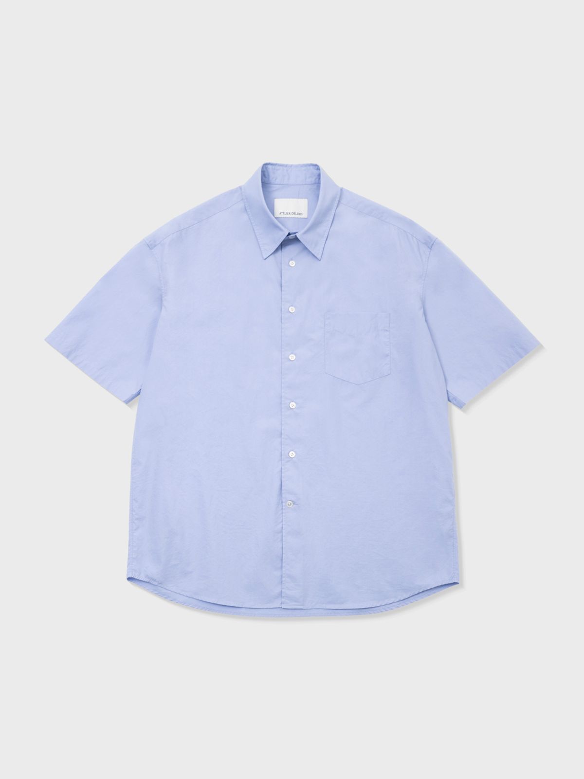 아틀리에 델디오(ATELIER DELDIO) COTTON TYPEWRITER SHORT SLEEVE SHIRT (SAX BLUE)