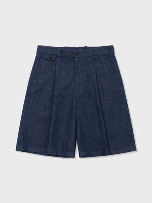 COTTON NEP DENIM BERMUDA SHORTS (INDIGO)