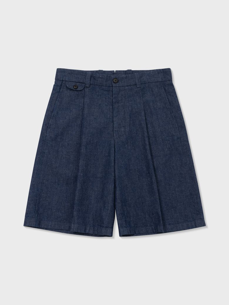 COTTON NEP DENIM BERMUDA SHORTS (INDIGO)