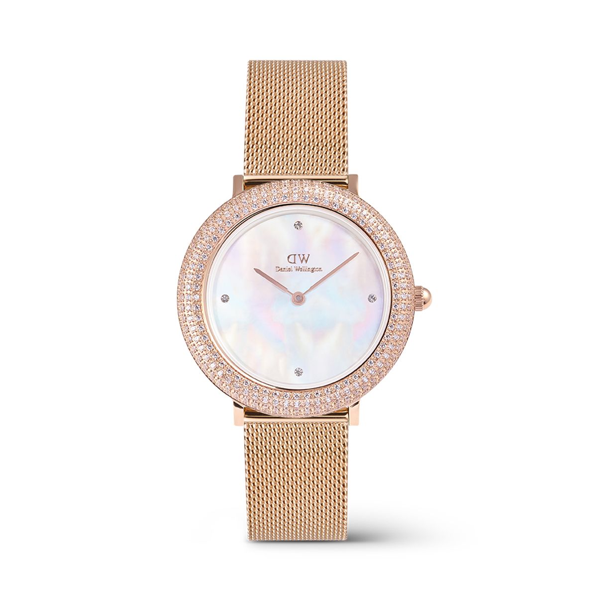 다니엘 웰링턴(DANIEL WELLINGTON) CRYSTALLINE BEZEL MELROSE 여성 로즈골드 메탈 손목시계