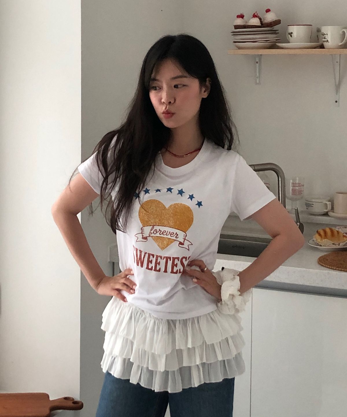 스위트숲(SWEET SOUP) 포에버 스위티스트 프린팅 티셔츠_WHITE(WB6STF1)
