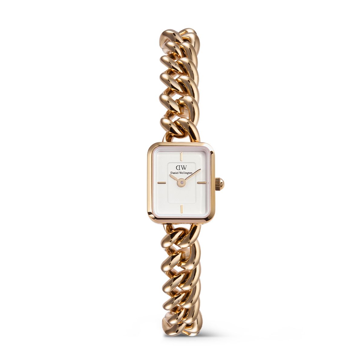 다니엘 웰링턴(DANIEL WELLINGTON) JOLIE CHAIN 여자 로즈골드 메탈 클래식 사각다이얼 손목시계