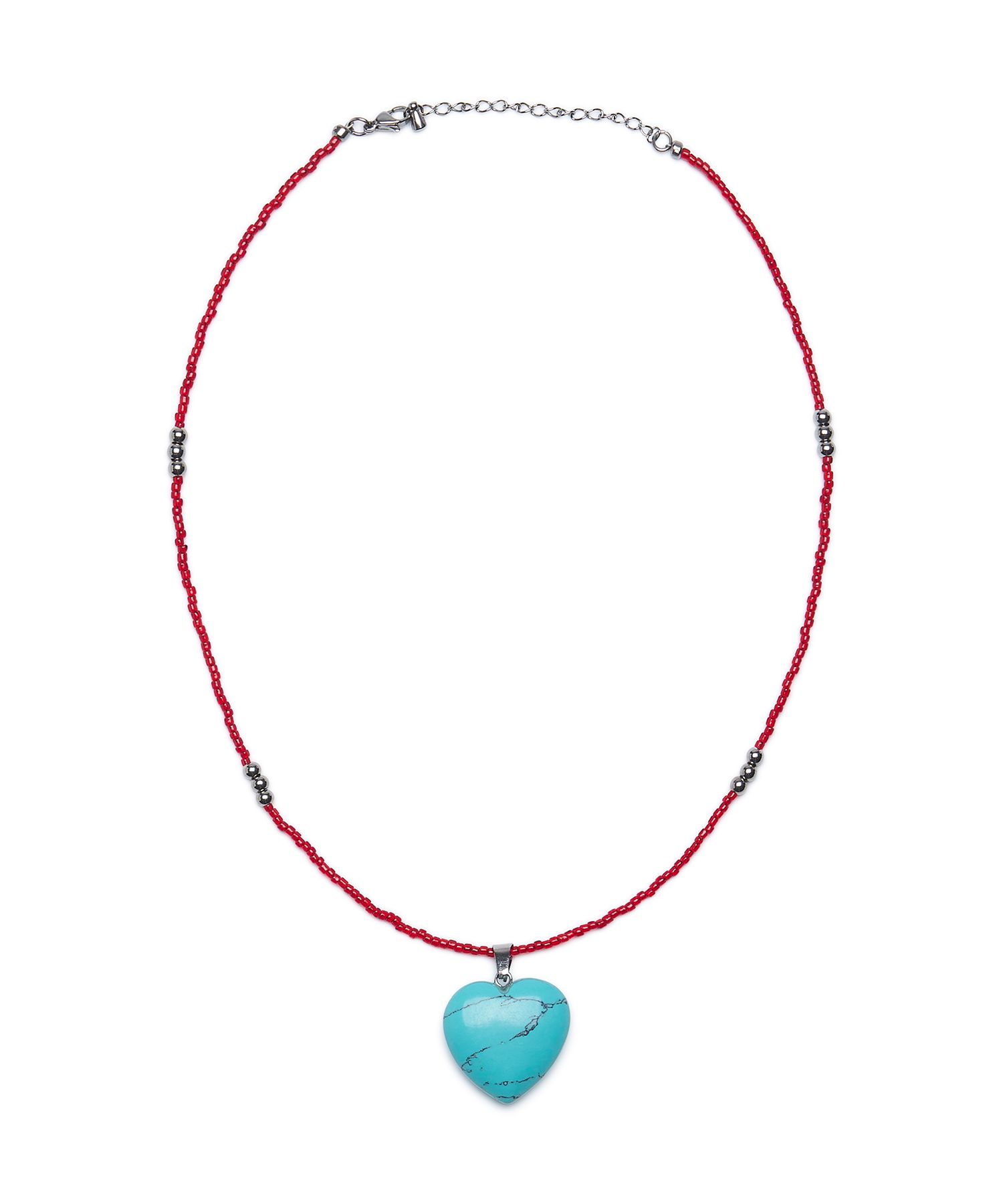 ★LECYTO★ Heartline Stone Beads NecklaceMint ☆LECYTO☆ Heartline Stone Beads NecklaceSky Blue Women's