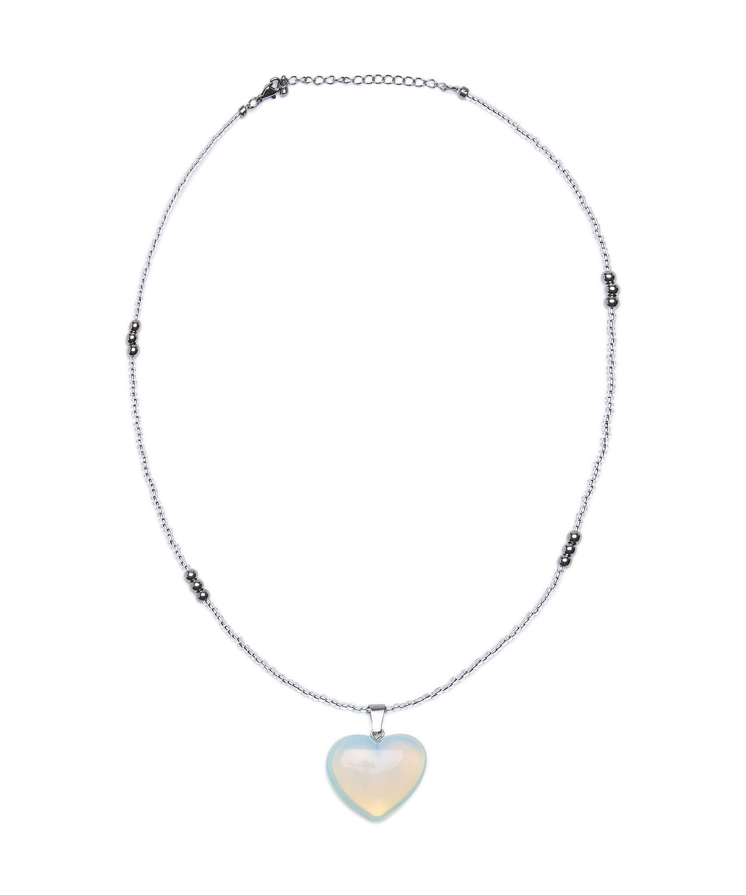 ★LECYTO★ Heartline Stone Beads NecklaceSky Blue MUSINSA | LECYTO Heartline Stone Beads Necklace_[Sky Blue]