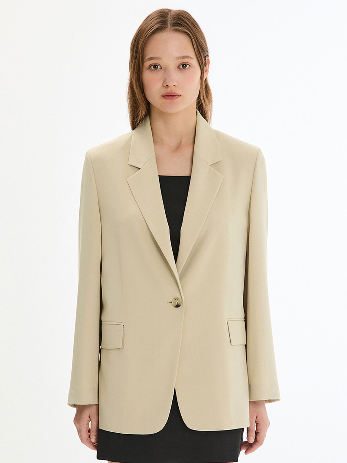 시스티나(SISTINA) 데일리 싱글 원버튼 자켓_베이지