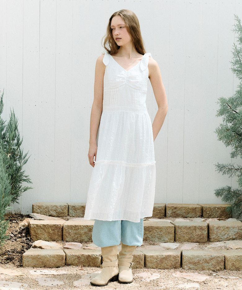 TIE RIBBON SLEEVELESS ONEPIECE IVORY