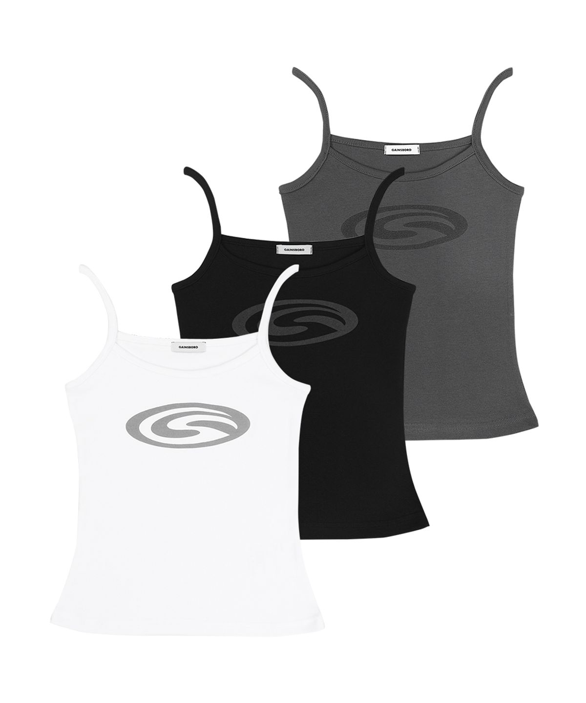 게인스보로(GAINSBORO) 우먼 심볼 스트링 슬리브리스 탑 3COLOR