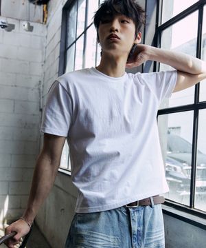 코튼 크롭 반팔 티셔츠- 머슬핏