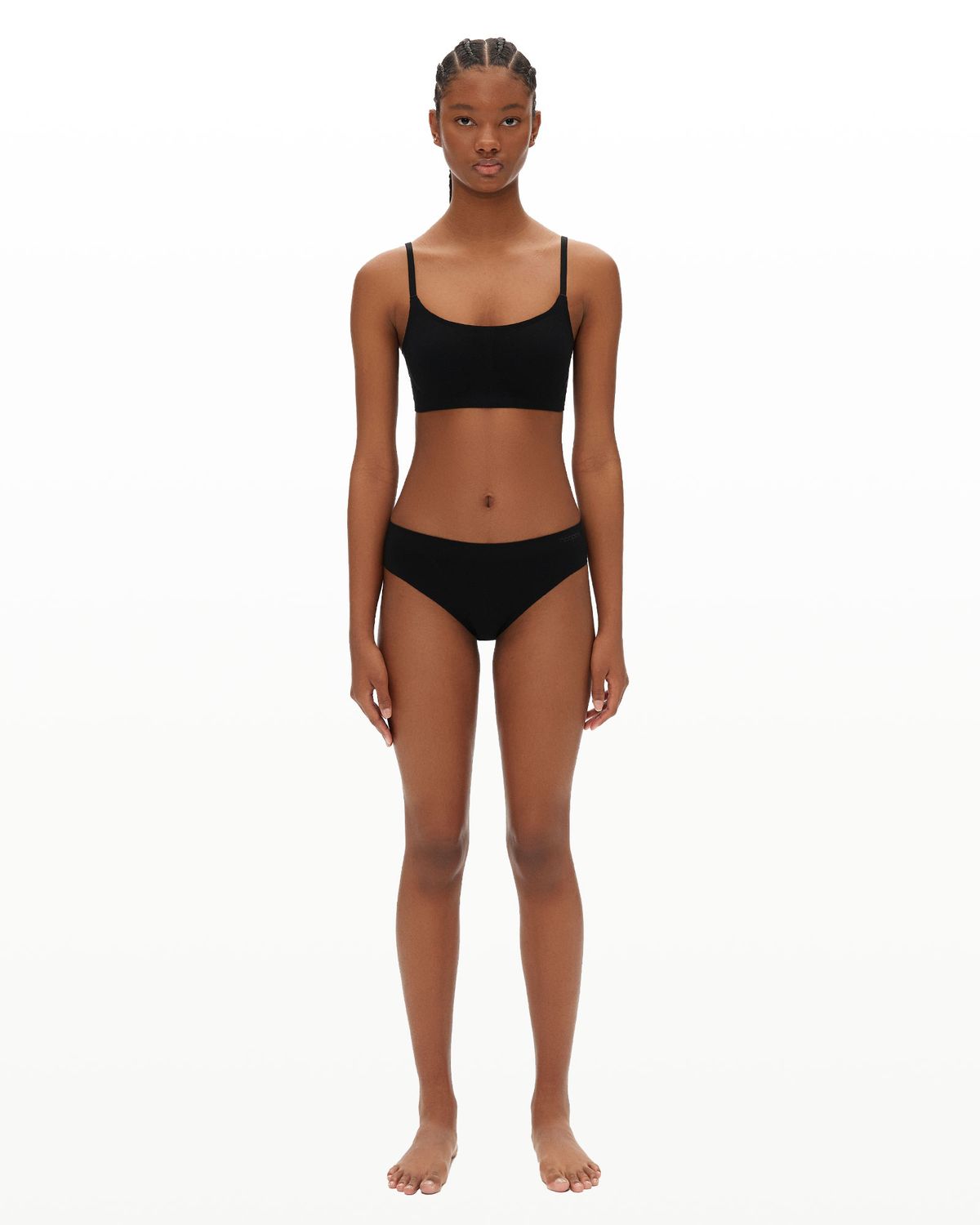 후포(HOOPOE) modal scoopneck seamless bra & brief set_onyx black