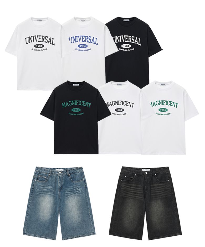 [SET] 크루넥 오버핏 티셔츠+버뮤다 팬츠 셋업