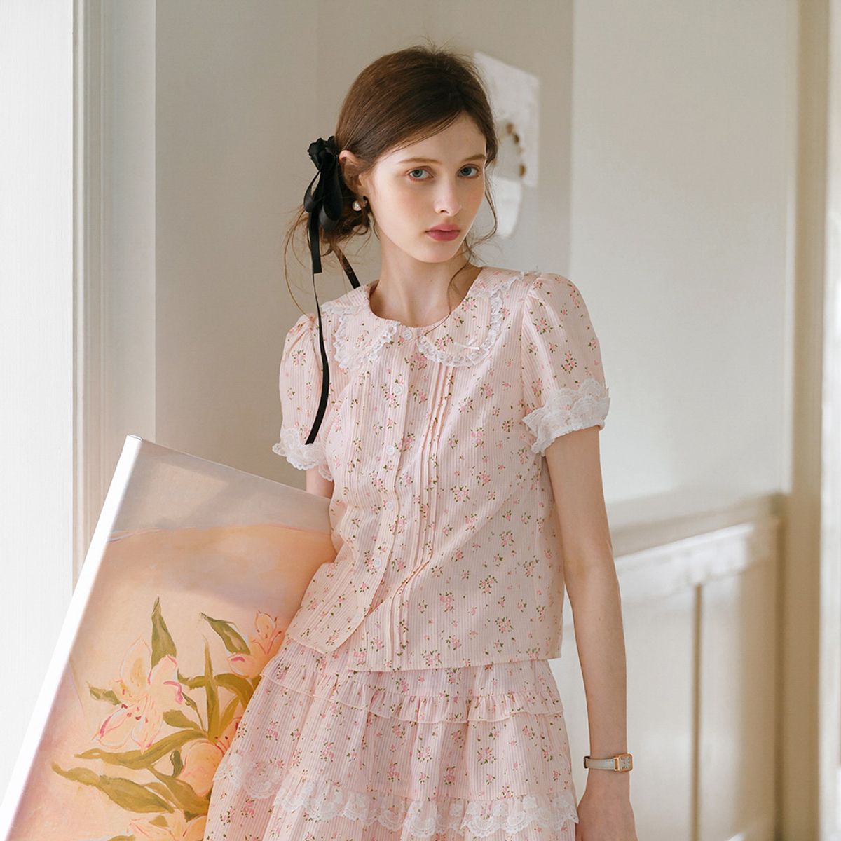 쎄무아듀(CEST MOIDEW) Cest_Floral lace collar shirt