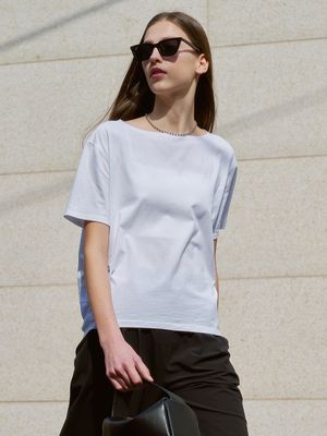 릴렉스 핏 보트넥 반팔 티셔츠_쿨화이트(FMHST4015S)