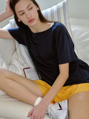 릴렉스 핏 보트넥 반팔 티셔츠_미드나잇네이비(FMHST4015S)