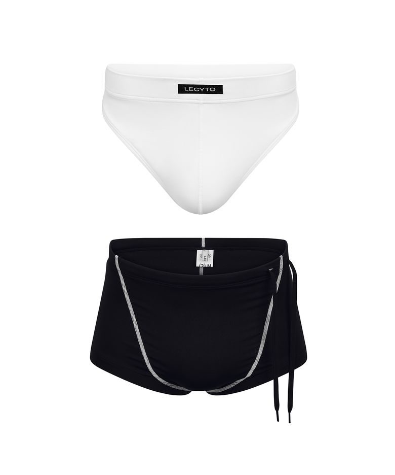Split Layer Swim Shorts_[Black]