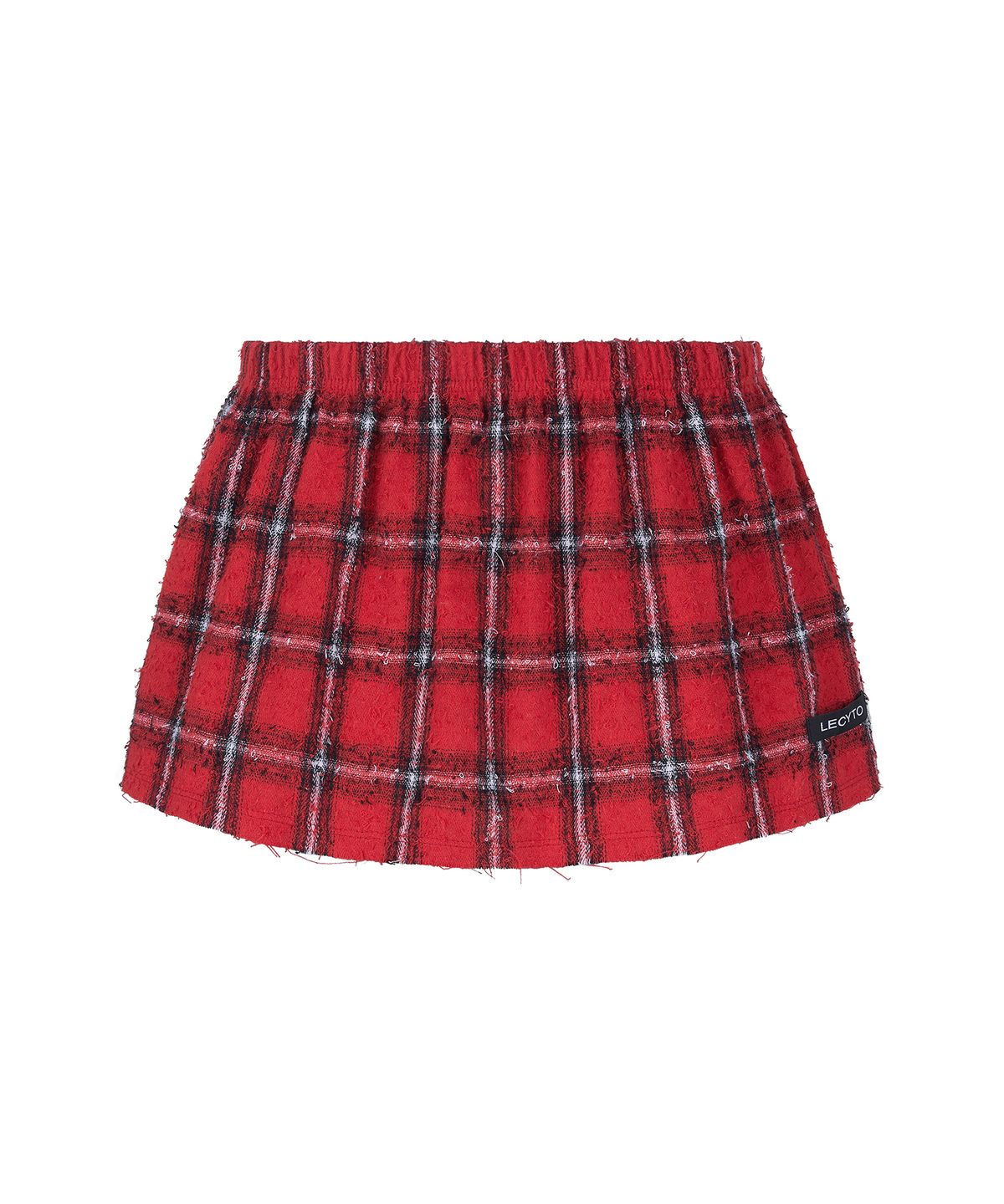 레씨토(LECYTO) Layered Punk Check Skirt_[Red]