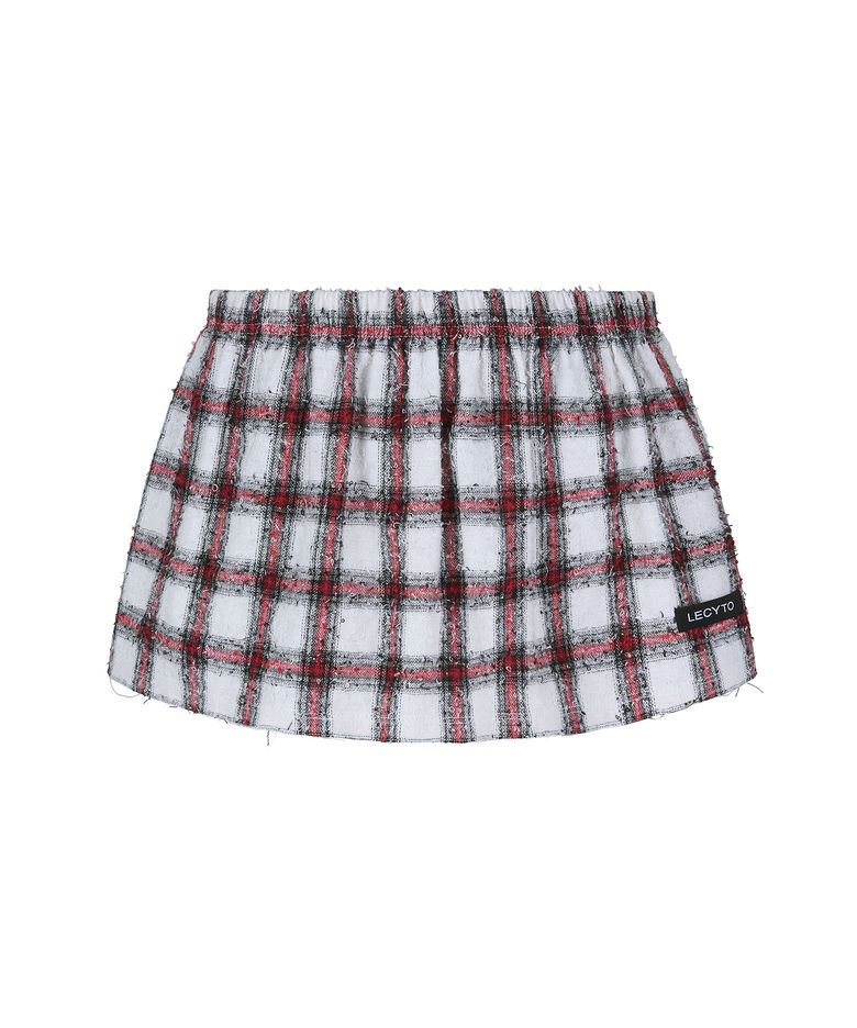 Layered Punk Check Skirt_[White]