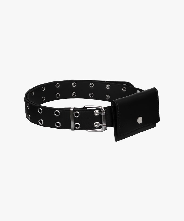 DOUBLE PUNCHED MINI BAG BELT_BLACK