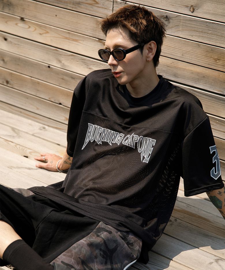 BC 매쉬 블록코어 반팔 티셔츠 (BLACK)