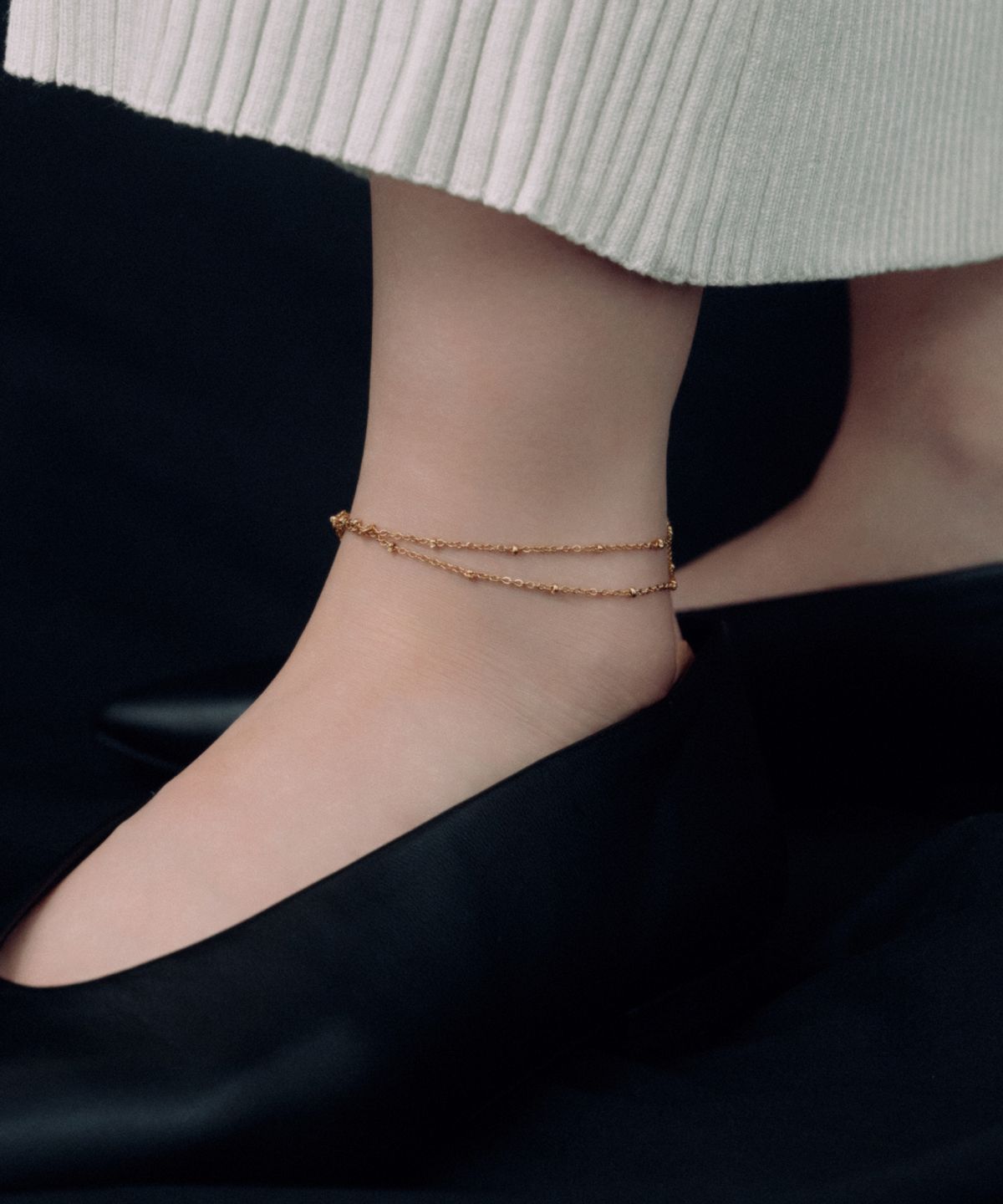 노비스도쿄(NOVICE TOKYO) 더블 글리터 체인 발찌 Double Glitter Chain Anklet［Stainless］/ Gold