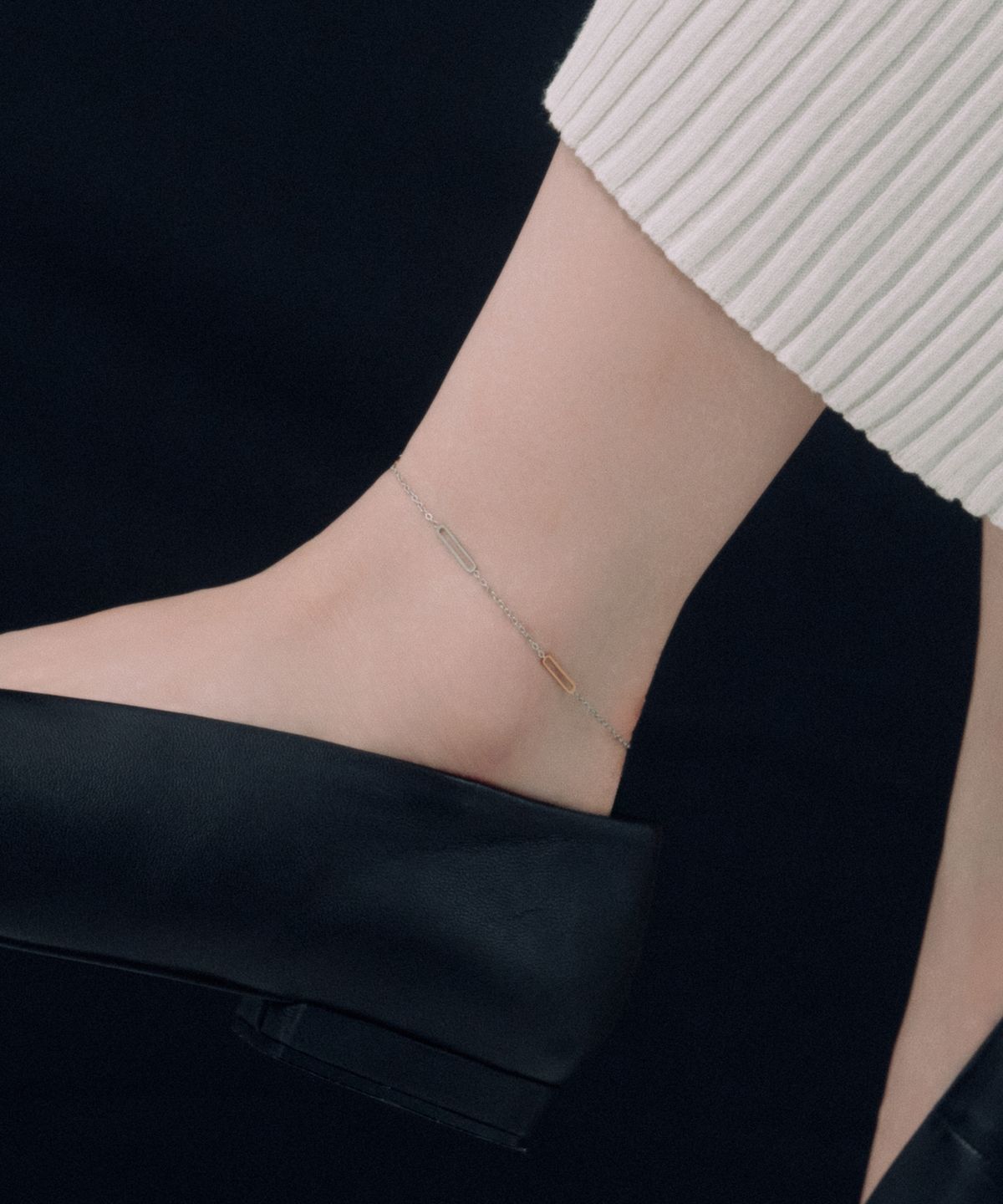 노비스도쿄(NOVICE TOKYO) 투톤 오벌 체인 발찌 Bicolor Oval Chain Anklet［Stainless］
