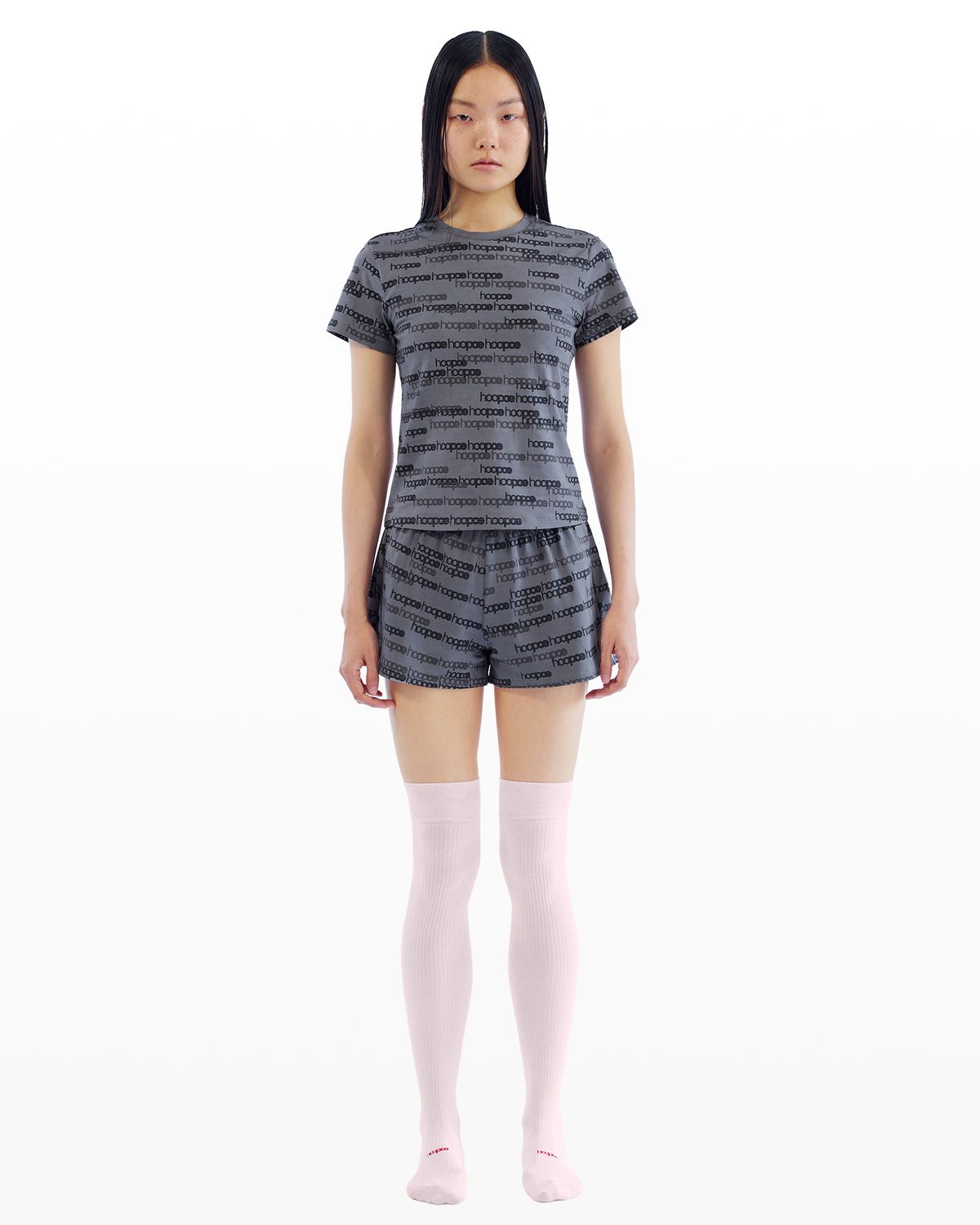후포(HOOPOE) lettering t-shirt & boy-shorts_hoopoe grey