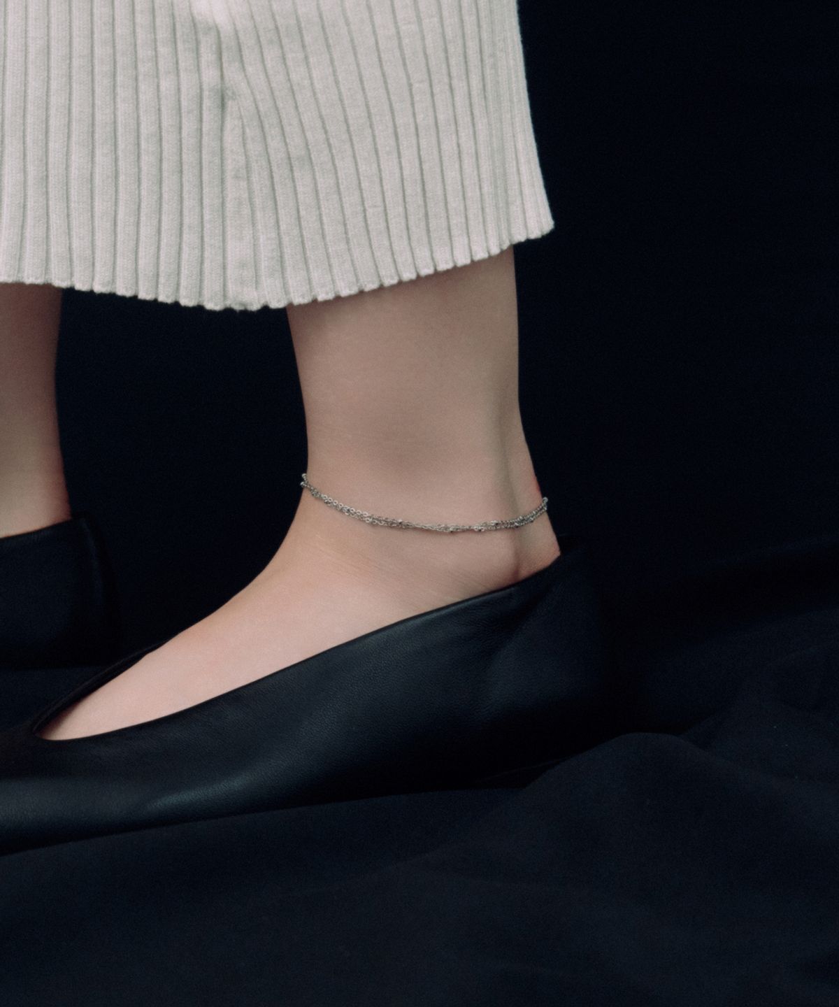 노비스도쿄(NOVICE TOKYO) 더블 글리터 체인 발찌 Double Glitter Chain Anklet［Stainless］/ Silver