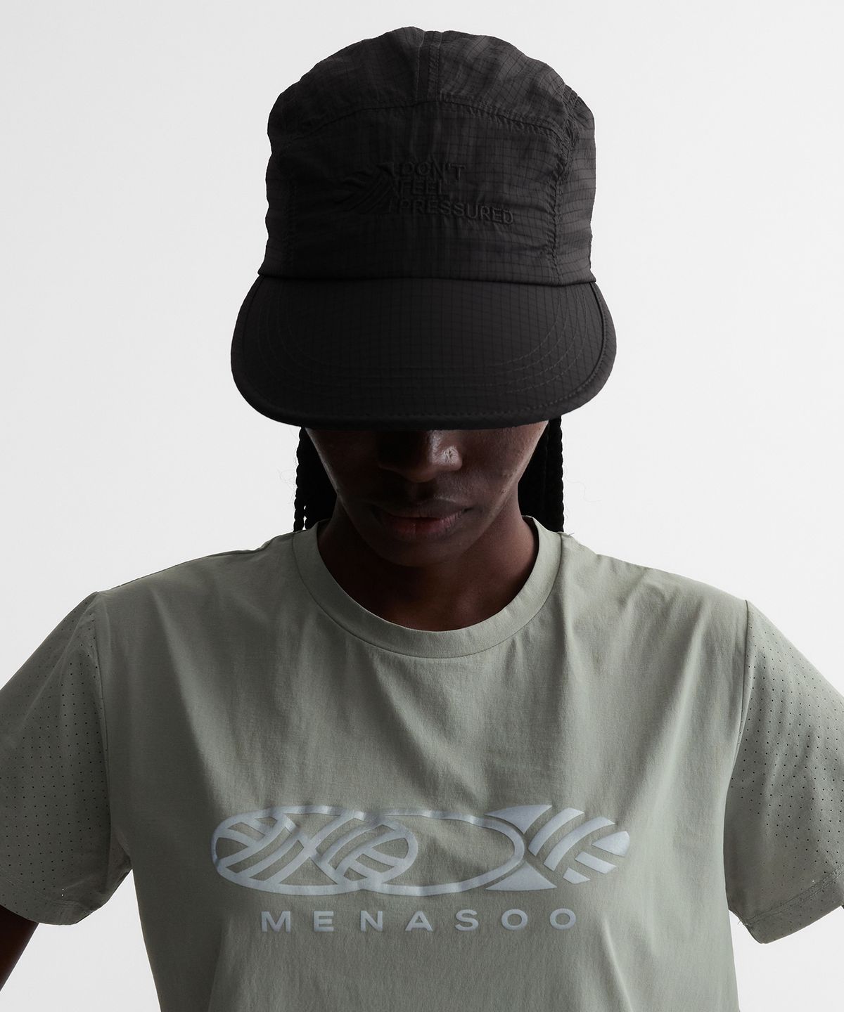 미나수(MENASOO) Dont Feel Pressured Rip Camp Cap_Black