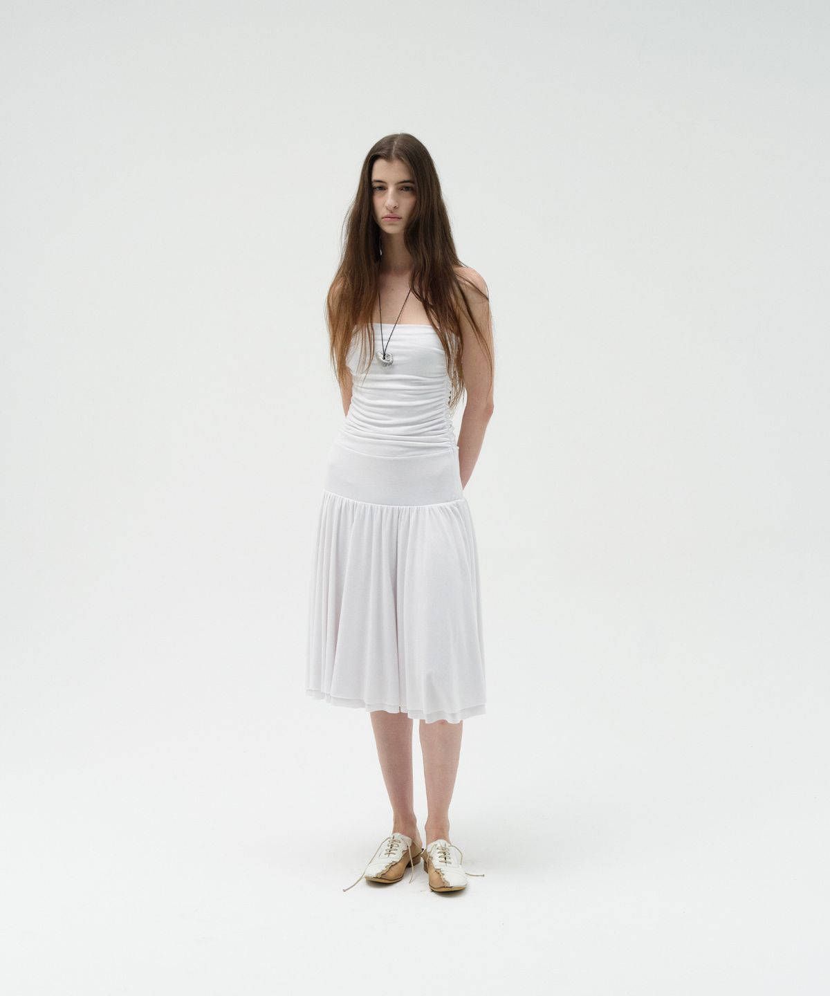 로우타이드(LOW TIDE) TWO-WAY SHIRRING DRESS [WHITE]