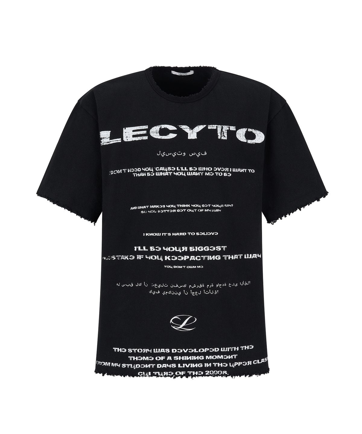 레씨토(LECYTO) Destroyed Oversized Logo T-Shirt_[Black]