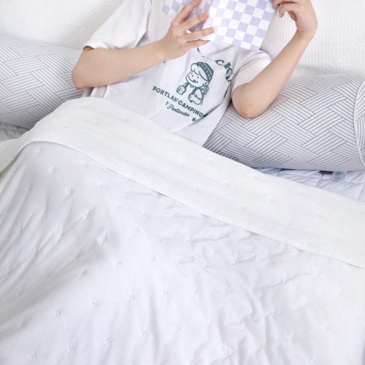나라홈데코(NARAHOMEDECO) 코지엔 오코텍스 냉감 시어서커 양면 이불겸스프레드 WT